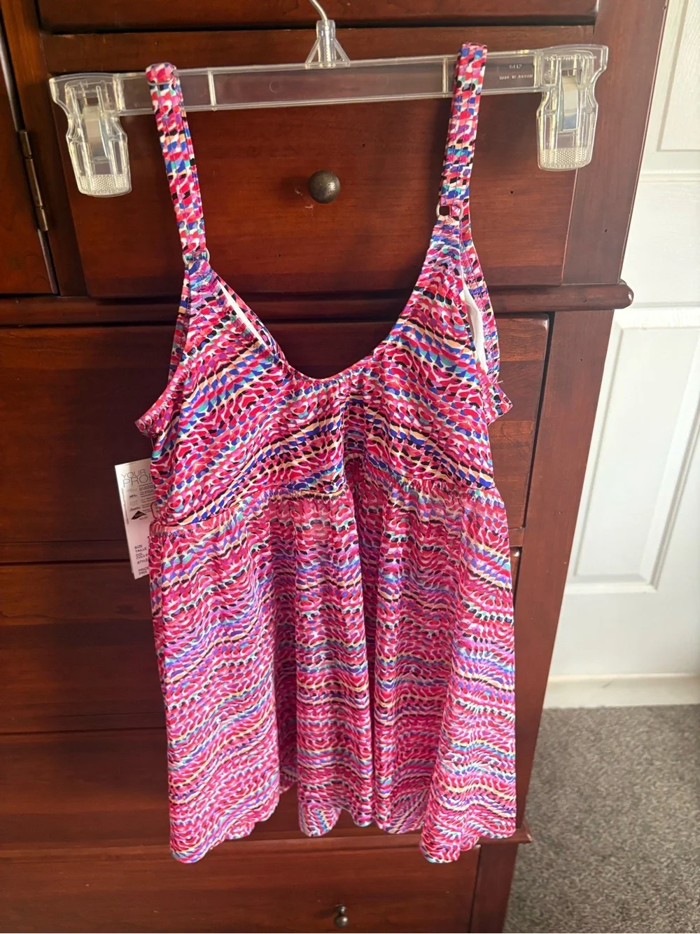 Ladies Profile Pink Multi-Color Tankini Top - Picture 4 of 5